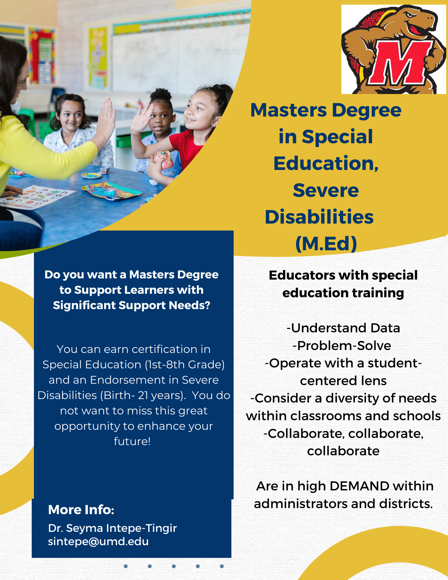 Special Education Master of Education (M Ed ) with Certification UMD